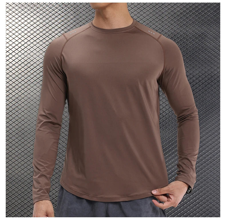 Men Compression Shirt - Long Sleeve Running Gym Top With Moisture Wicking Fabric