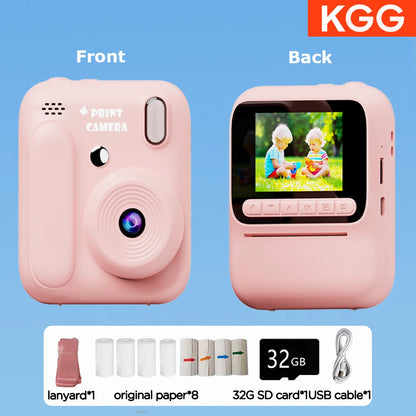 Kids Instant Camera - 32GB Digital Color Printing Camera With 1080P Video & Thermal Print