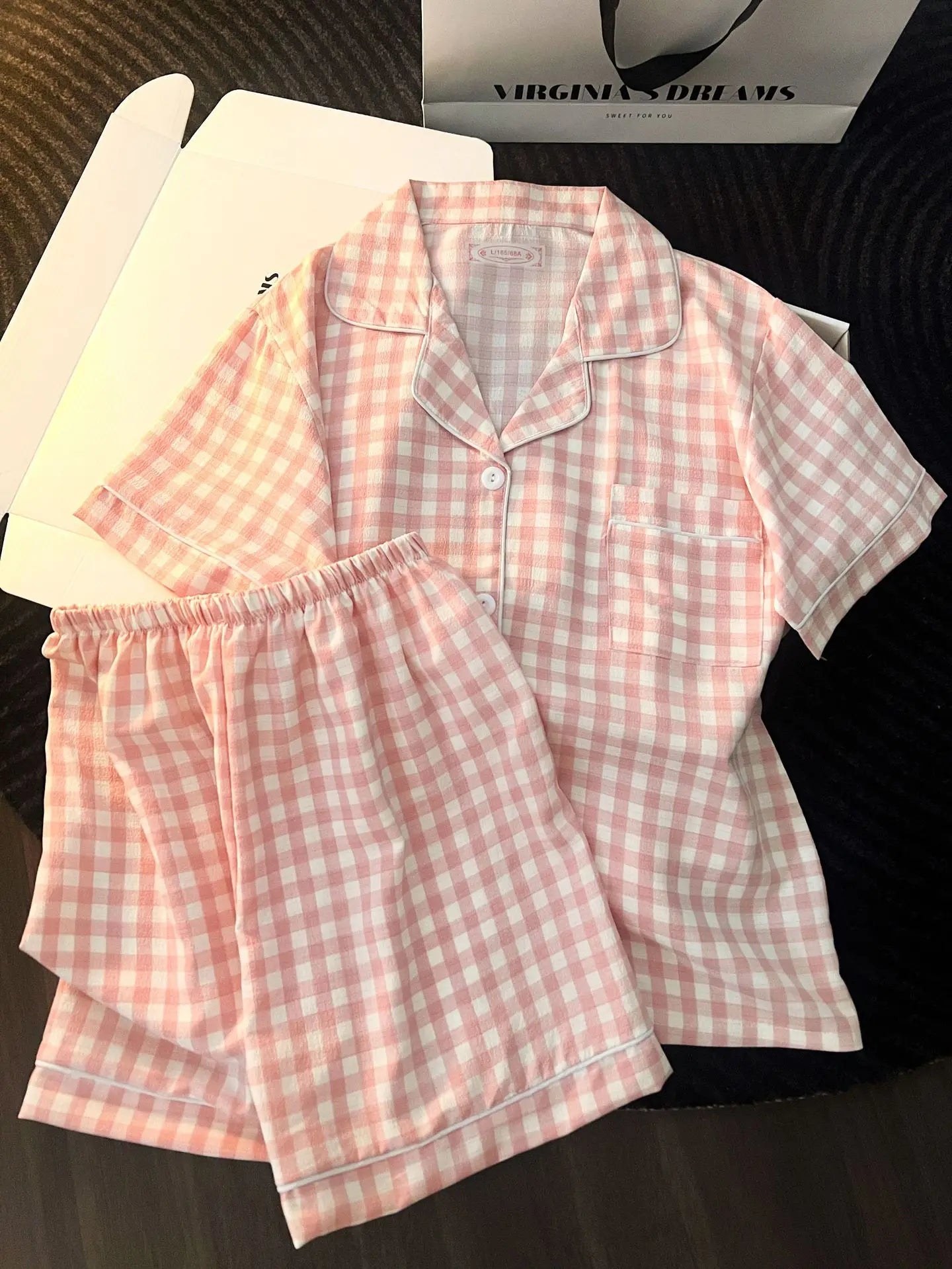 Ins Japanese-Style Minimalist Women's Pajamas Summer Bubble Cotton Cute Girl Loose Short-Sleeve Shorts Loose Summer Outfit Set