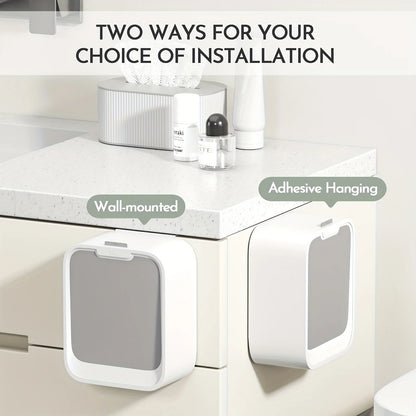 Motion Sensor Wall-Mounted Trash Can - Smart Kitchen Waste Bin with Lid for Cabinet Door