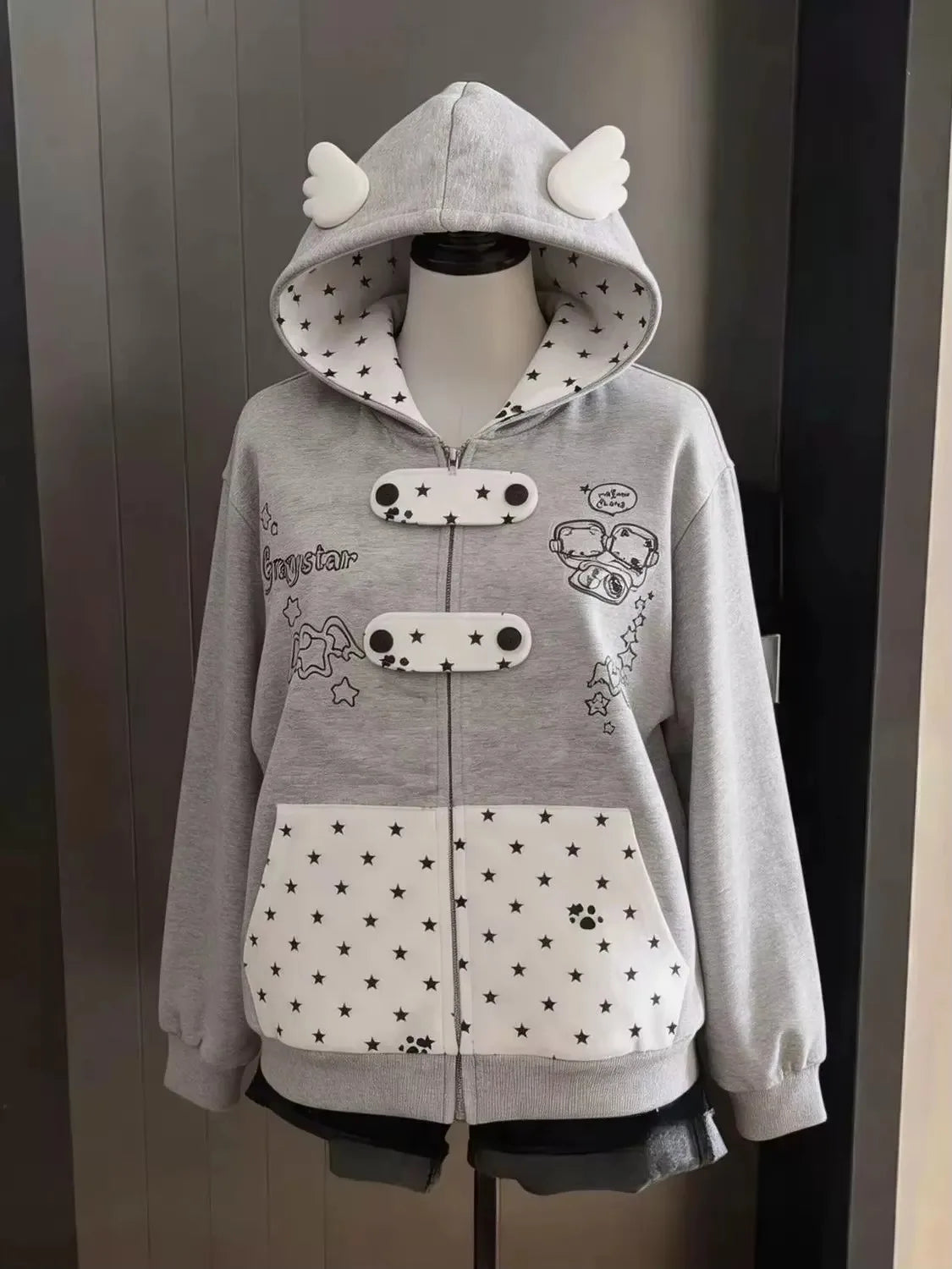 Y2K Vintage Zipper Hoodie Women Long Sleeve Subculture Purple Stripe Priint Harajuku Style Autumn Spting Casual Tops Streetwear