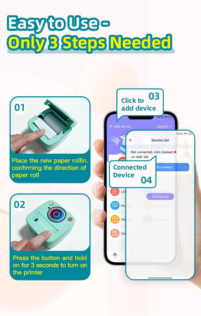 New Photo Sticker Printer  C1Kitchen Label Printer 1200mAh Battery Type-C Smart Bluetooth Mini Printers for iOS Android Phone
