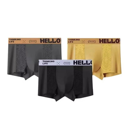 3PCS/LOT Men's Underwear Breathable Mesh Man Underpants Male Thin Sexy Boxers Men Panties Boxer Shorts Ice silk