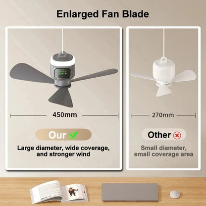 HOMEFISH 12000mAh Camping Ceiling Fan Portable Outdoor Tent Air Circulator Cooling Fan with High Capacity