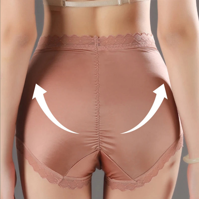 High Waist Lace Women Panties Ice Silk Thin Elastic Briefs Lingerie Seamless Luxury Breathable Underwear Butt Lifting Underpants