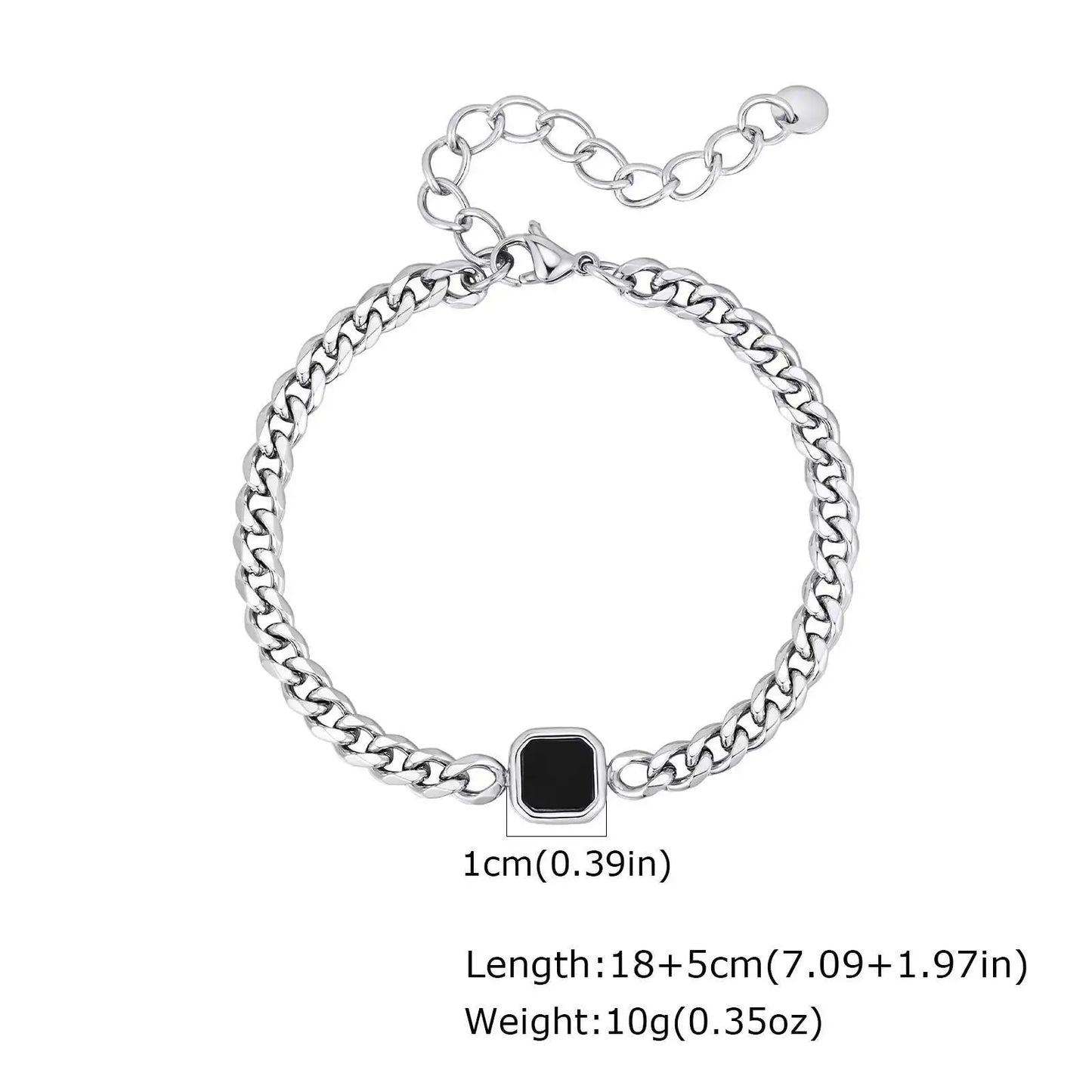 Vnox 5/7mm Width Adjustable Chain Bracelet for Men, Stainless Steel Acrylic Six-Sided Polished Jewelry Gift for Husband Son‌ Him