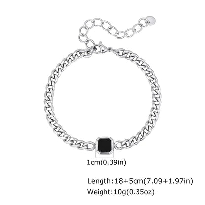 Vnox 5/7mm Width Adjustable Chain Bracelet for Men, Stainless Steel Acrylic Six-Sided Polished Jewelry Gift for Husband Son‌ Him