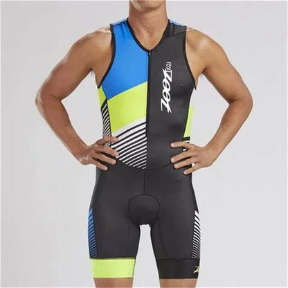Men Cycling Jersey – Sleeveless Triathlon Cycling Wear with Breathable Shock Proof Pad