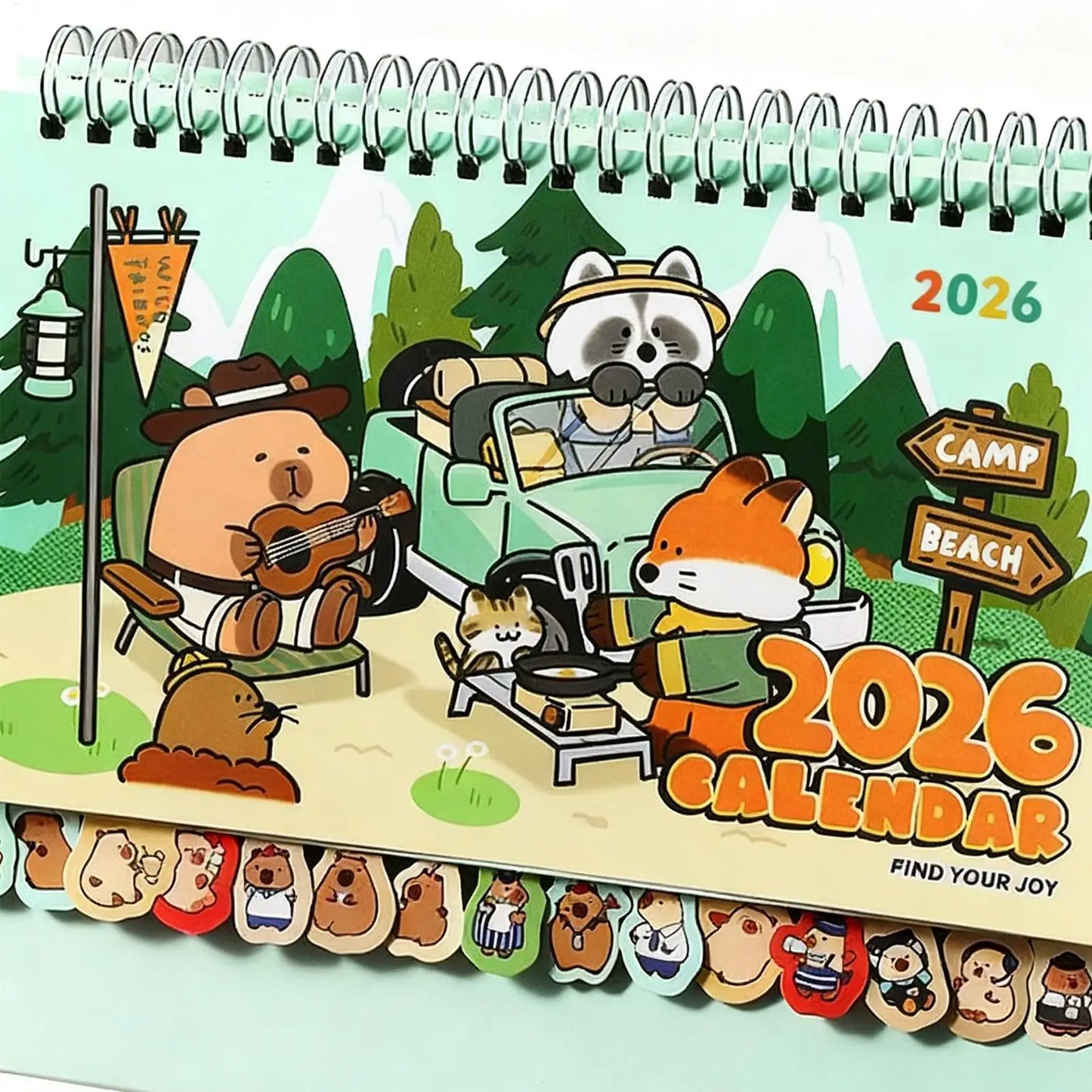 Small Desktop Calendar 2026 Cartoon Capybara Schedule Organizer 12 Months Stand Up Calendar for Friends Family School Workplace