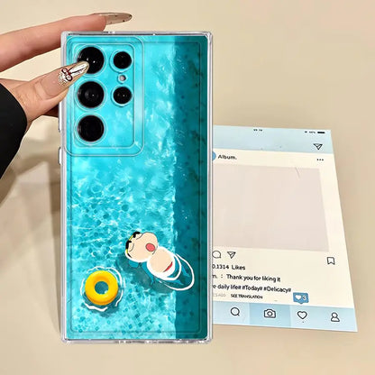 Case for Samsung Galaxy S25 Edge S24 S22 FE S21 S23 Ultra S20 Plus S26 Note 20 Ultra 10 Phone Cover Cute Crayons Shinchan
