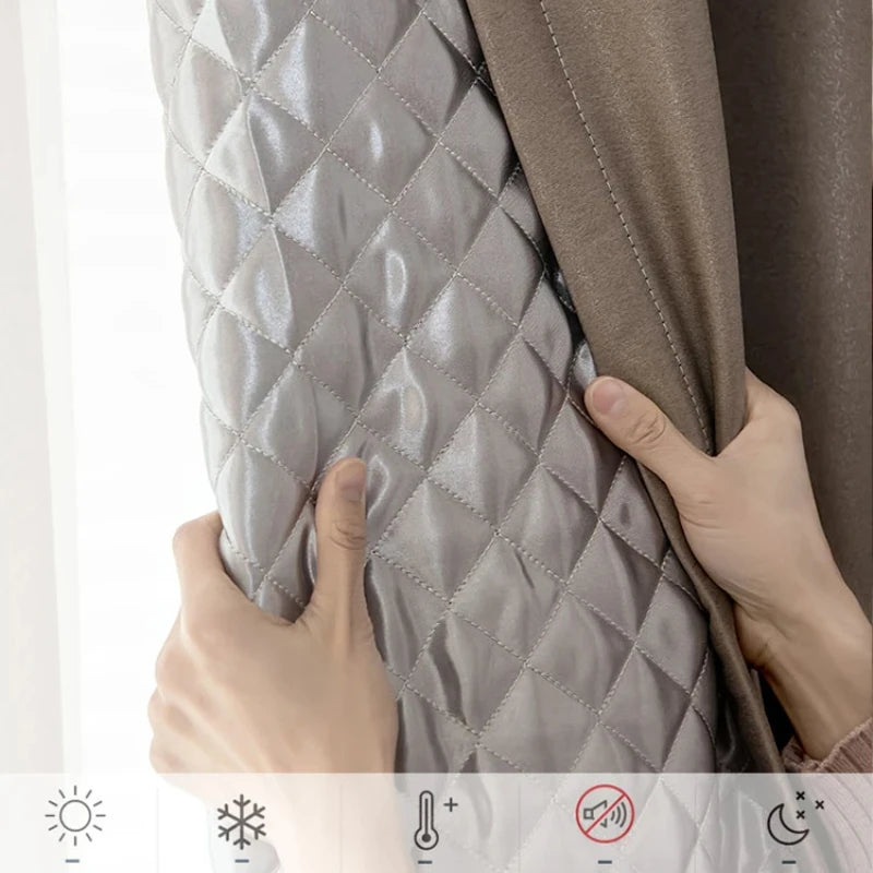 Windproof Winter Curtains - Thick Cotton Thermal Drapes for French Windows | Sound Insulation & Energy Saving