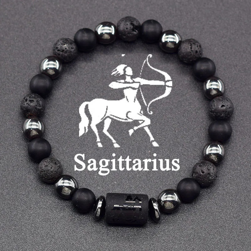 12 Zodiac Constellation Signs Bracelets for Men Women Real Natural Tiger Eye Stone Bead Bracelet Leo Taurus Charm Couple Jewelry