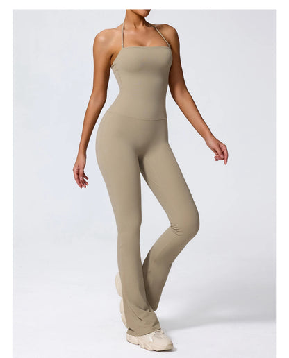 Women Yoga Jumpsuit - Sleeveless Quick Dry Workout Wear with Backless Sportswear Design