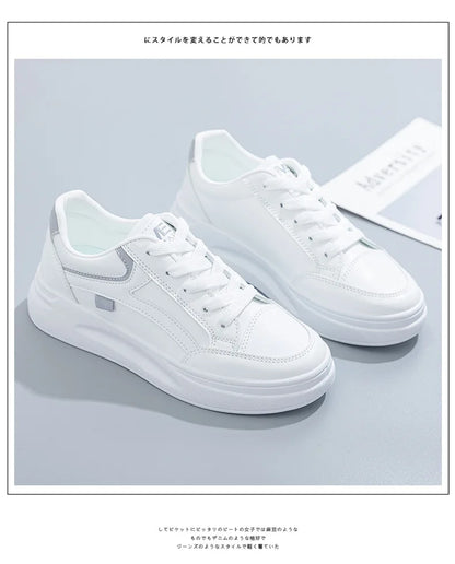 Outdoor Women Walking Shoes Skateboarding Shoes Women Sneakers PU Leather Lace-Up Breathable Jogging Casual Sneakers De Mujer