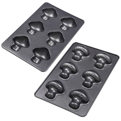 Carbon Steel Cake Pan - 6 Cavity Flower Muffin Mold Non Stick Durable Baking Tray