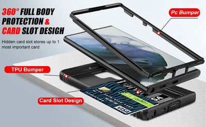 Case For Samsung S26 Ultra S25 S24 S23 Plus S25 FE A57 A56 A37 A36 A17 A16 5G Heavy Duty with Camera 360 Degree Kickstand Cover