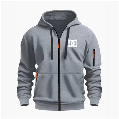 Spring and Autumn Men's Casual Sports Hoodie, Fashionable Arm Pocket Drawstring Hoodie Men's Loose Long-sleeved Shirt Pullover