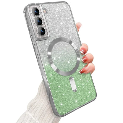 Glitter Magnetic Case For Samsung Galaxy S26 S24 Ultra S23 S22 S21 S25 Plus S20 FE A56 A55 A36 A17 Plating Wireless Bright Cover