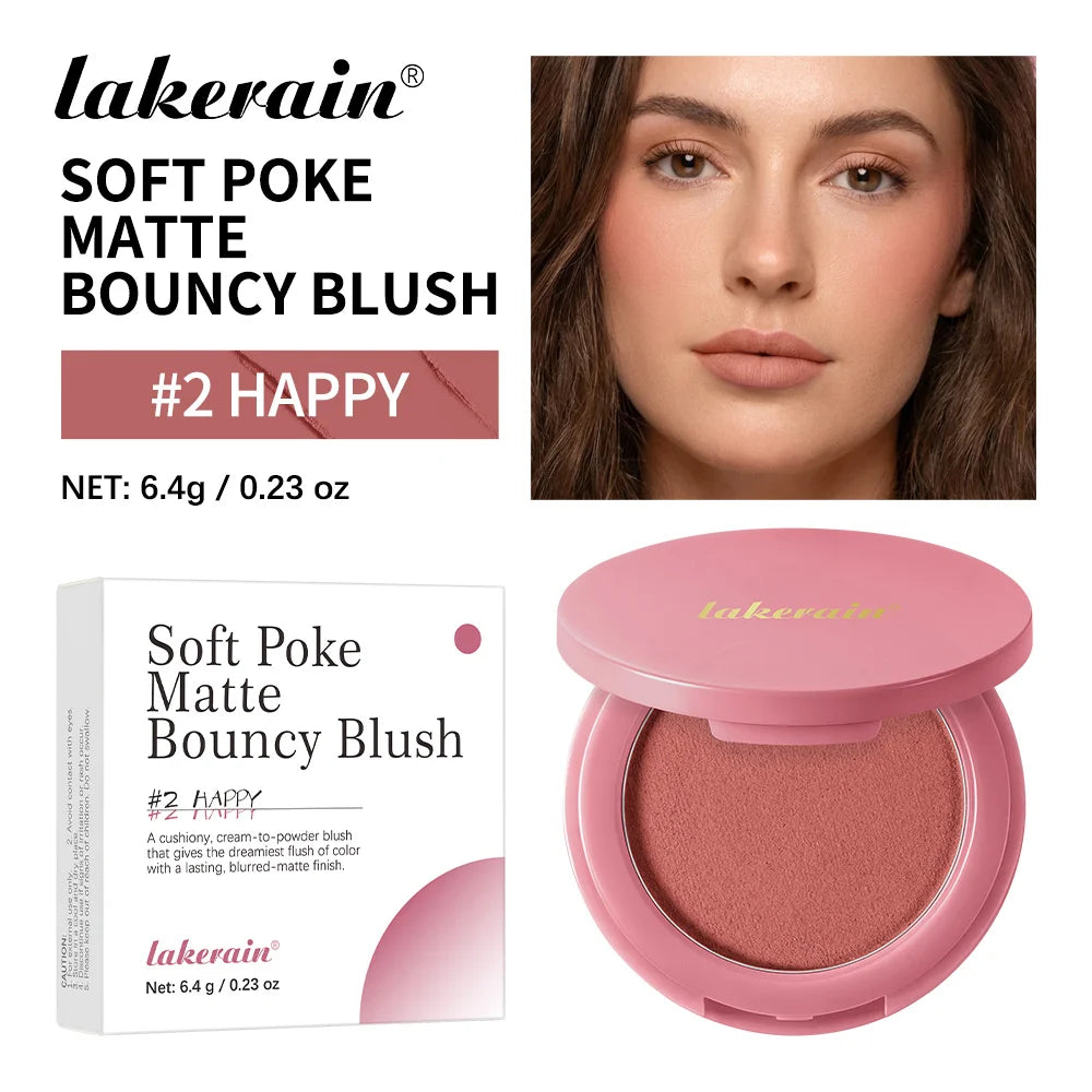 New Matte Blush Cream to Powder Cushiony Bouncy Texture Long Lasting Natural Flush Brightens Face Complexion Woman Makeup
