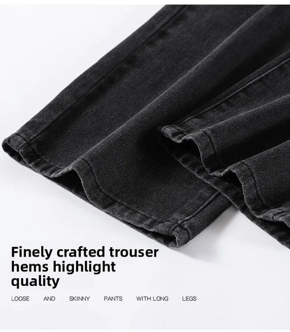 Slim Wide Leg Denim Jeans High Waist Double Bule Straight Cut Pants for Women Bla ey Autumn New Arrival Faionable Wea...