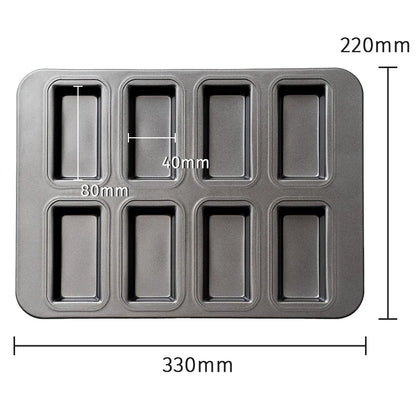 Carbon Steel Baking Pan – 8 Cavity Madeleine Cake Mold with Non-Stick Coating