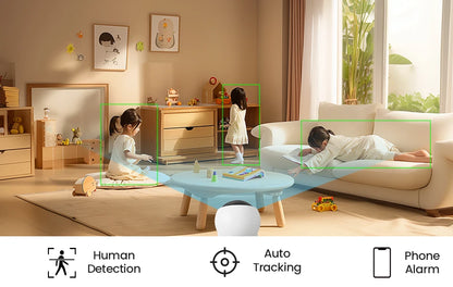 ZOSI C528 6MP/4MP HD Dual-Lens Indoor WiFi Security Camera Plug-in 360° Views Pan/Tilt Home Surveillance Baby/Pet Dog Monitor