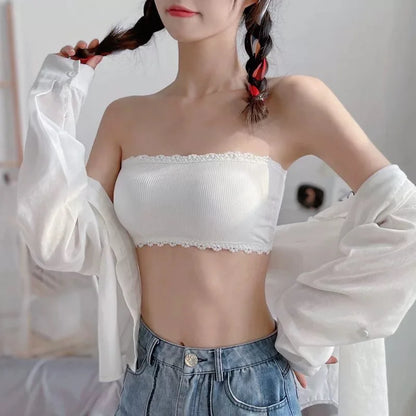 Lace Strapless Bra - Seamless Push Up Bralette | Wire Free Cotton Lace Bra