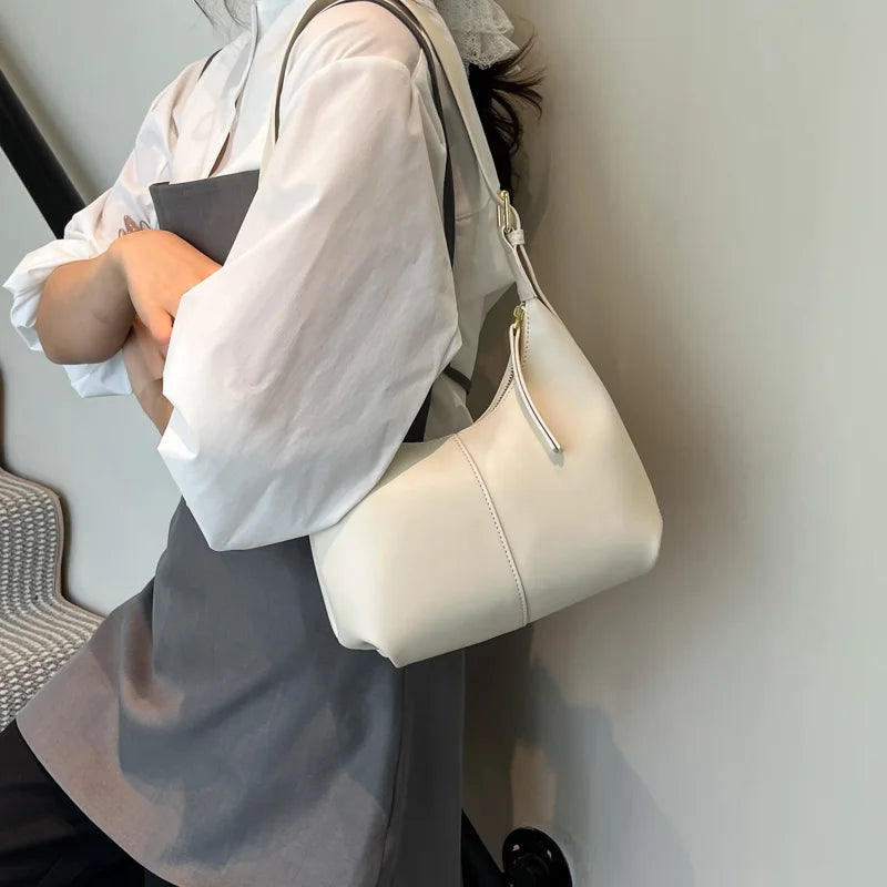 PU Leather Crossbody Bag | Women’s Small Retro Baguette Style Shoulder Bag with Hasp Closure