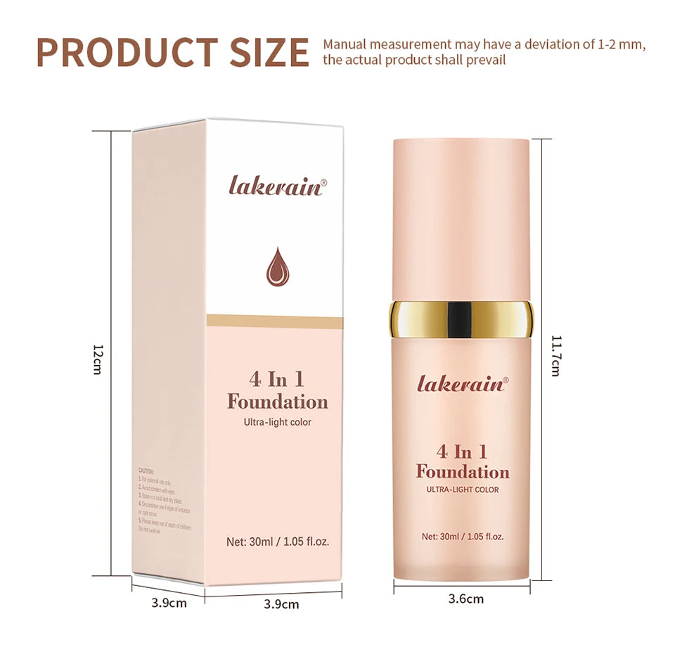 Color Changing Foundation 4 In 1 Moisturizer Longwearing Waterproof Concealer Even Skin Toning Sunscreen Spf 30 Whitening Makeup