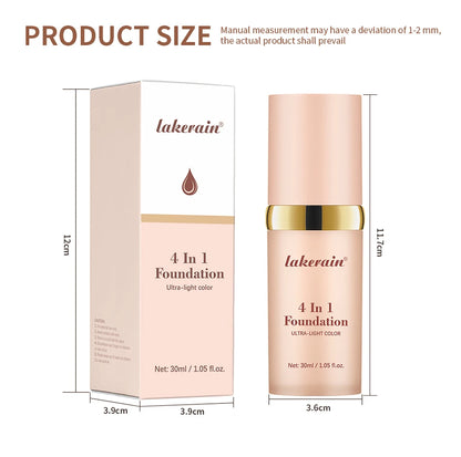 Color Changing Foundation 4 In 1 Moisturizer Longwearing Waterproof Concealer Even Skin Toning Sunscreen Spf 30 Whitening Makeup