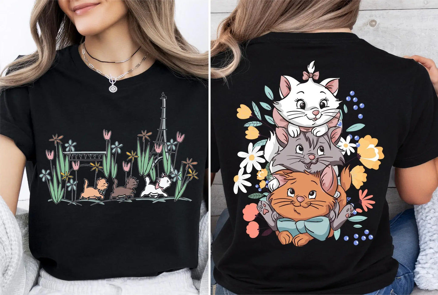 Women Summer Cartoon New T-Shirt The Aristocats Shirt Marie Toulouse Berlioz Cats Tee Y2K Street Fashion Casual Versatile Top