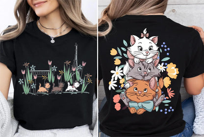 Women Summer Cartoon New T-Shirt The Aristocats Shirt Marie Toulouse Berlioz Cats Tee Y2K Street Fashion Casual Versatile Top