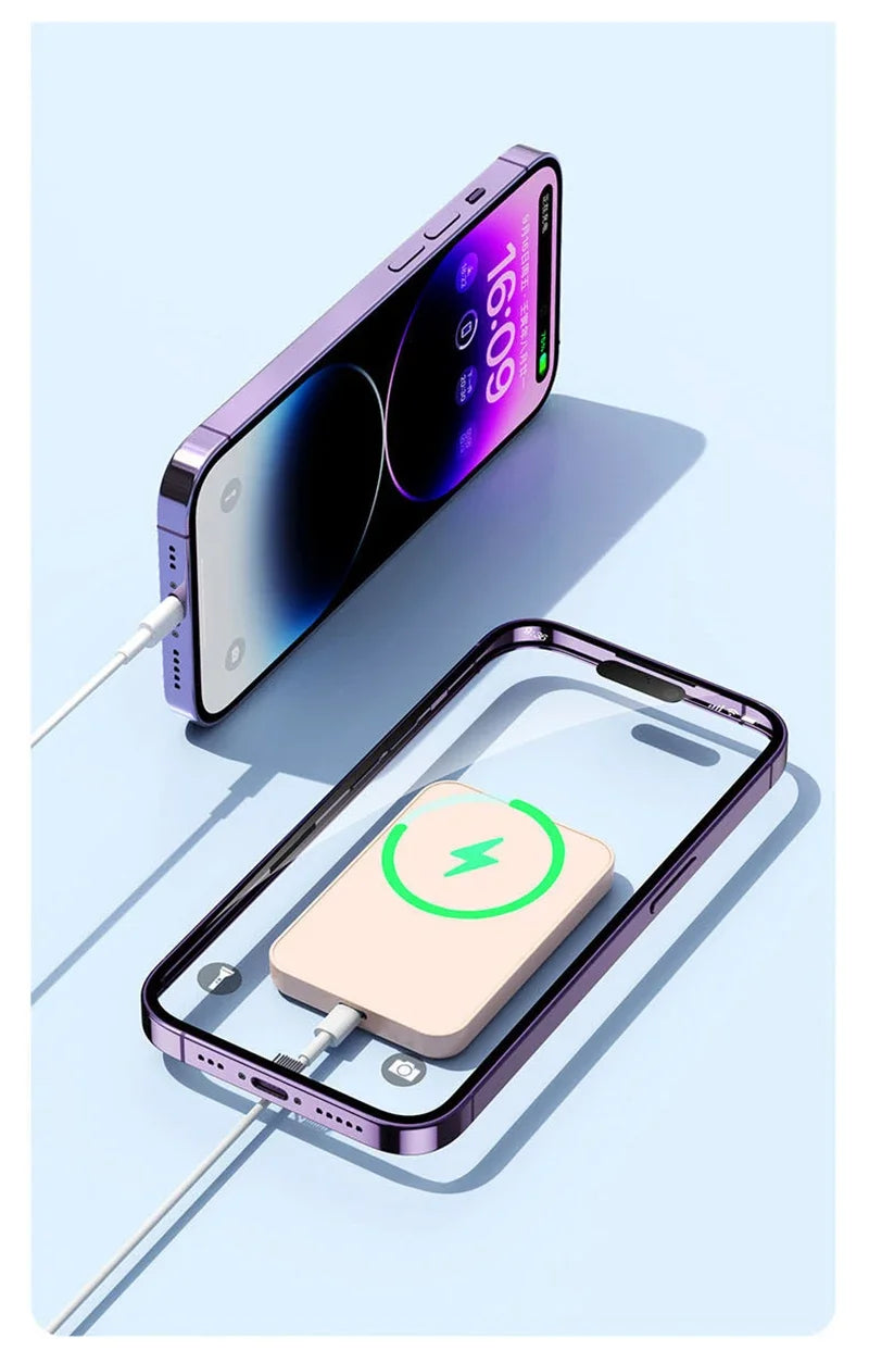 50000mAh Wireless Magnetic Power Bank Charger Fast Charging Portable Charger External Spare Battery For Apple iPhone Android