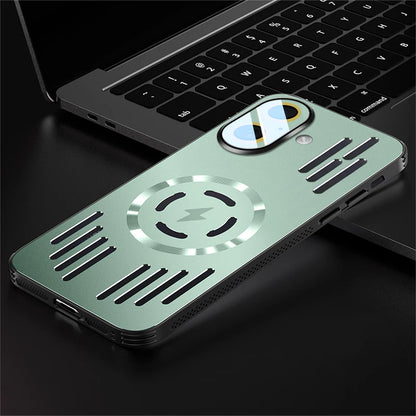 Luxury Metal Heat Dissipation Magnetic Wireless Charging Cover For iPhone 17 Air 16 15 Pro Max Plus 16E 17Pro Protective Case