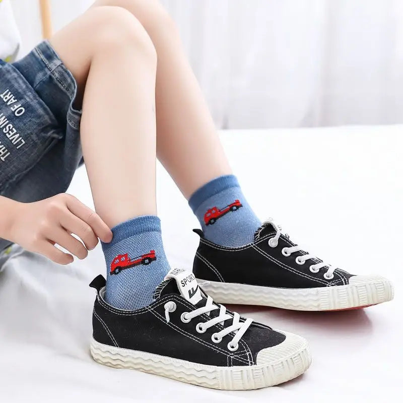 Kids Toddlers Cotton Ankle Socks Cartoon Engineering Vehicle Breathable Spring Autumn Summer Winter Short Socks for Children Boy