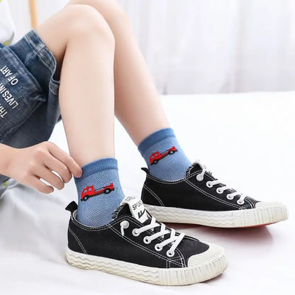 Kids Toddlers Cotton Ankle Socks Cartoon Engineering Vehicle Breathable Spring Autumn Summer Winter Short Socks for Children Boy