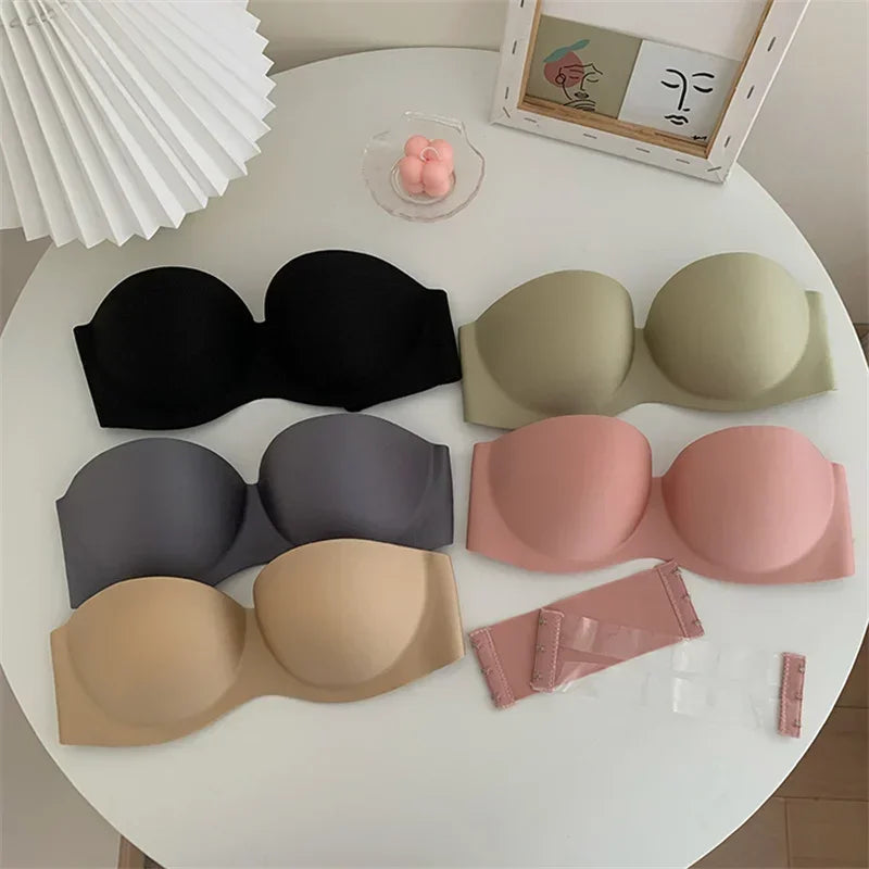 Women Sexy Strapless Bra Push Up Padded Bras Female Underwear Seamless Invisible Bralette Without Straps Ladies Lingerie Bras