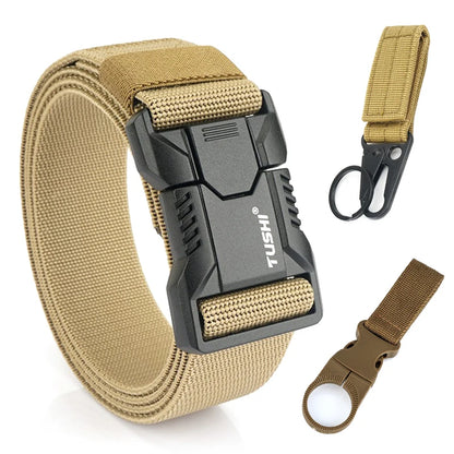 Tactical Outdoor Belt - Adjustable Elastic Waistband With Aluminum Alloy Buckle For Men