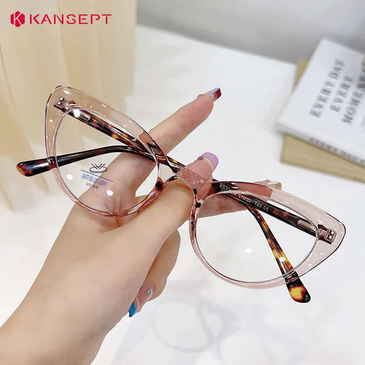 Computer Glasses Women | Anti Glare Cat Eye Reading Glasses With Clear Lenses & Plastic Frame