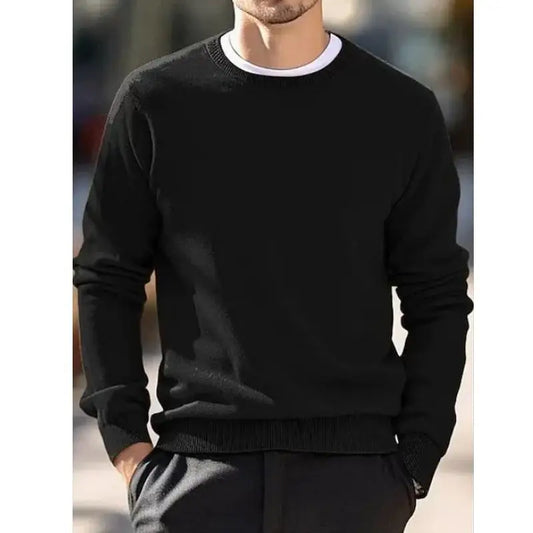 Round neck wool sweater for men, pullover, simple and stylish, Korean style, loose and oversized, turtleneck, solid color top.