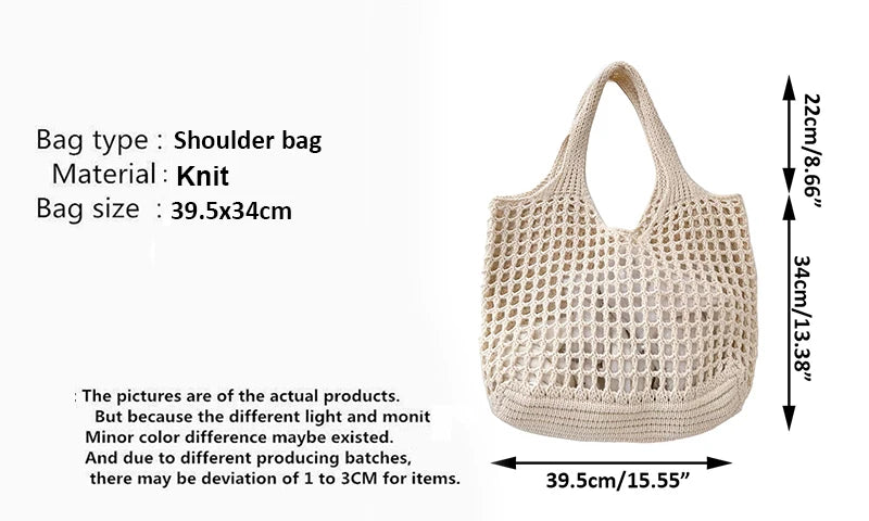 Knitted Shoulder Bag – Fashion Tote With Large Capacity | Lightweight Casual Purse