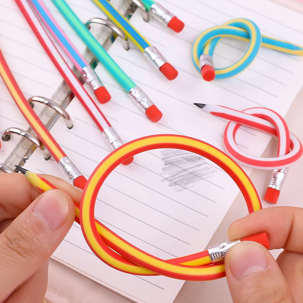 6/1Pcs Magic Bendy Flexible Soft Pencil with Eraser Colorful Creative Novelty Bend Pencils for Kids Student Gift School Supplies