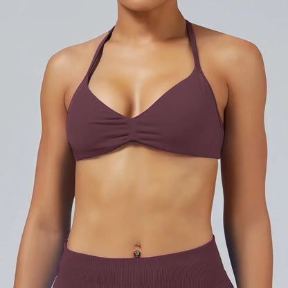 Impact Sports Bra - Seamless Yoga Halter Top for Women | High Support Fitness Workout Bra