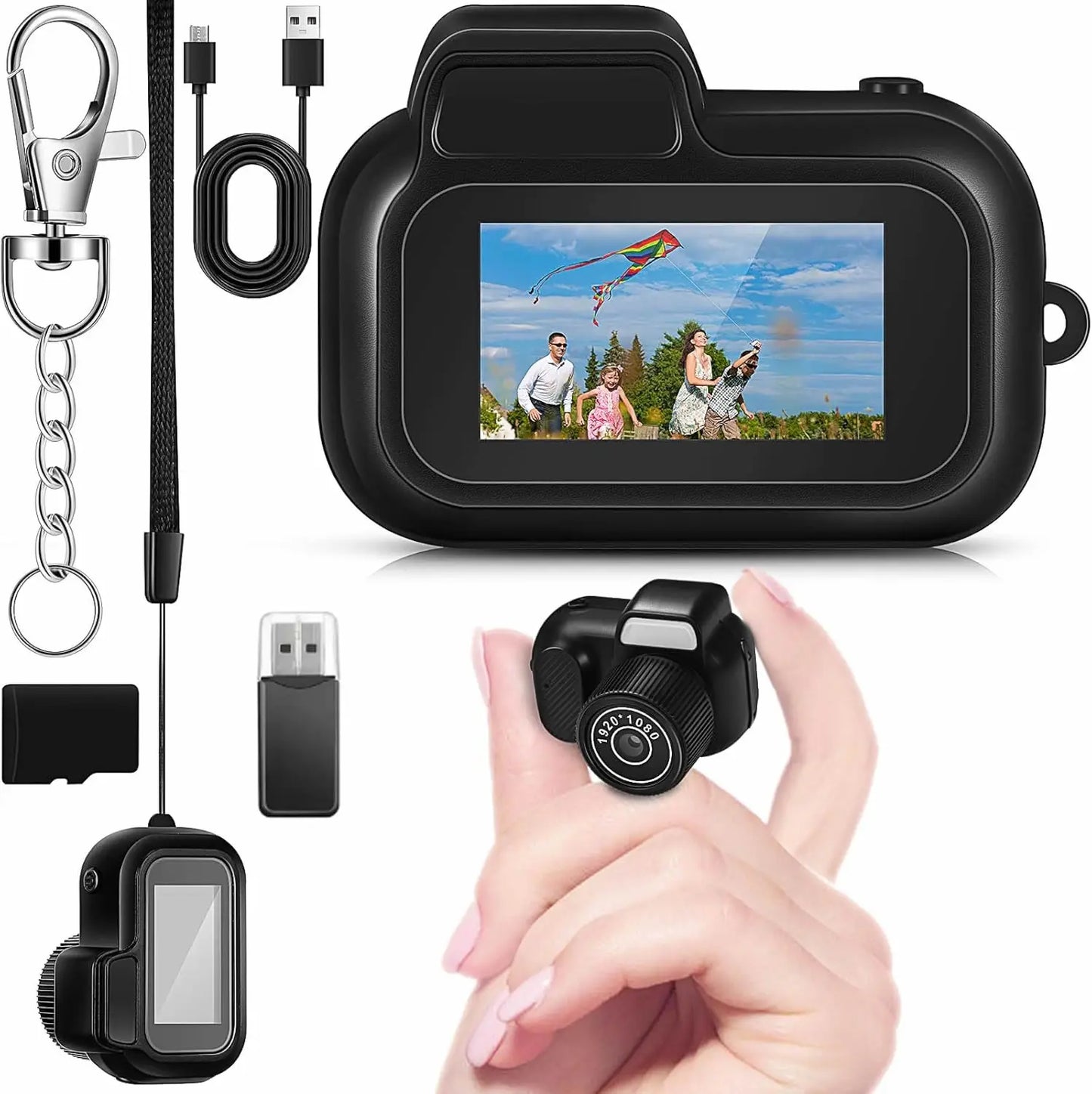 Mini Keychain Camera - 1080P Portable Mini Camcorder With Display & Loop Recording