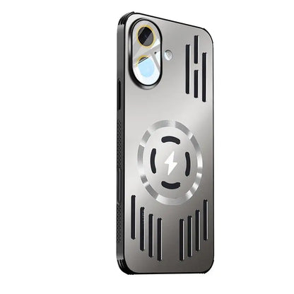 Luxury Metal Heat Dissipation Magnetic Wireless Charging Cover For iPhone 17 Air 16 15 Pro Max Plus 16E 17Pro Protective Case