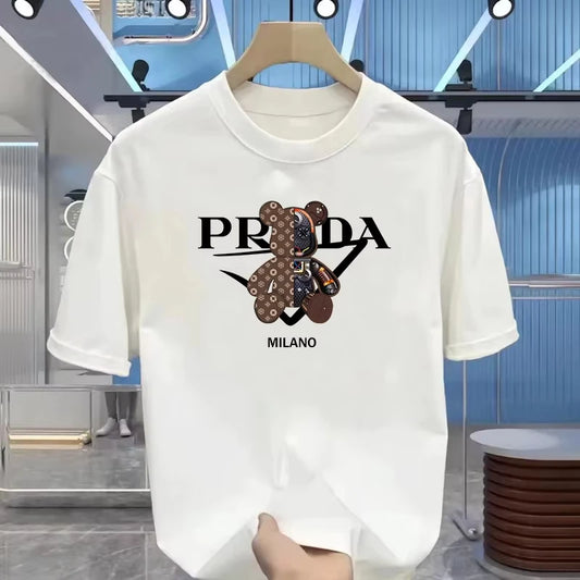 Men's luxurious printed summer high-quality T-shirt 100% pure cotton relaxed and loose fit stylish and unique round neckline