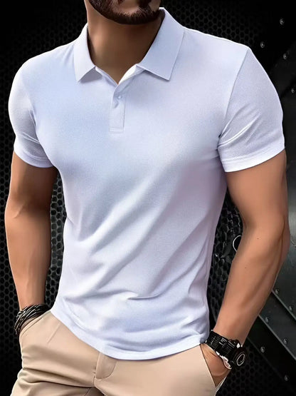 Solid color polo shirt ultra-light men's quick-drying breathable sweat-wicking shirt suitable for fitness gym and running