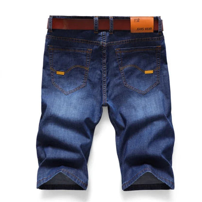Men's Denim Shorts - Casual Summer Knee Length Multi-Pocket Elastic Waist