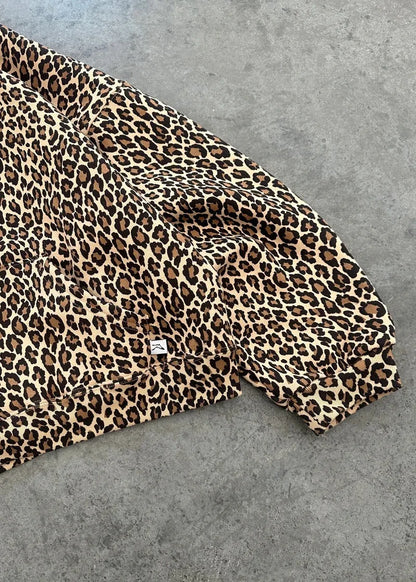 Y2K Leopard Print Hoodie – Unisex Harajuku Hip Hop Style Zip-Up Pullover Sweatshirt for Couples