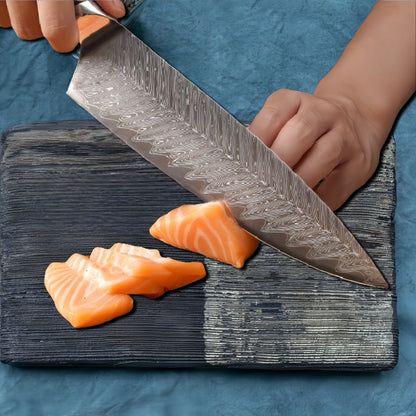 Damascus Chef Knife - AUS-10 Steel 67-Layer Vg10 Slicing Cleaver for Meat and Fish